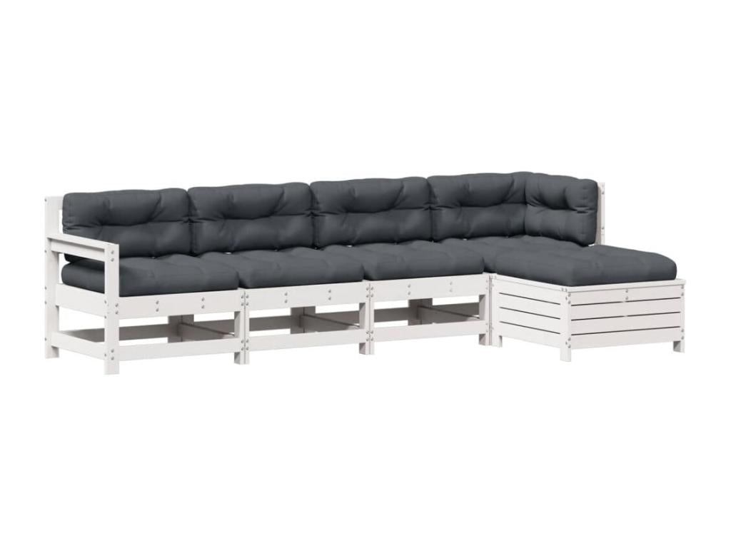 Ensemble de meubles d'extérieur en bois massif blanc