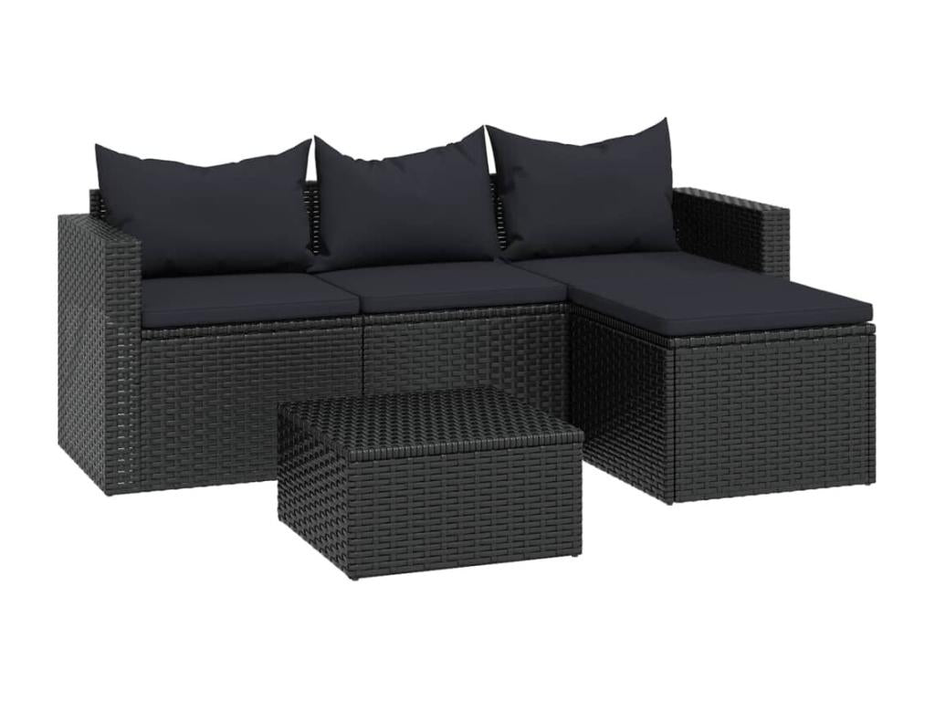 Ensemble de mobilier de jardin en résine tressée noire - dlz1766578706583