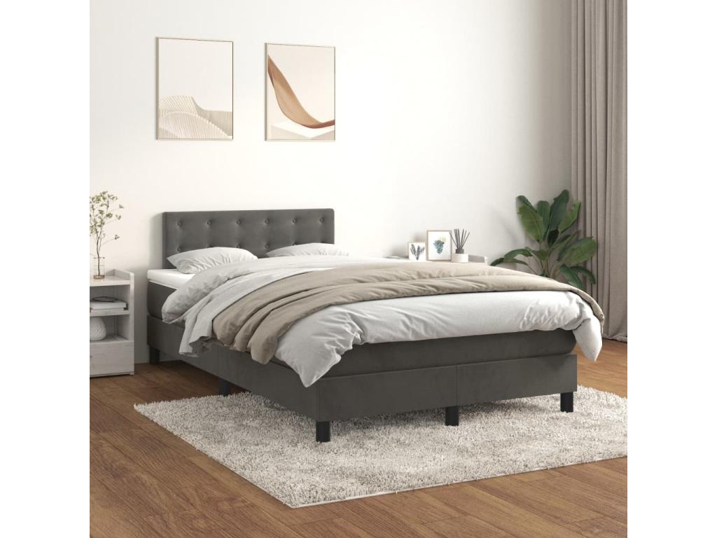 Matelas en velours gris, 120 x 190 cm