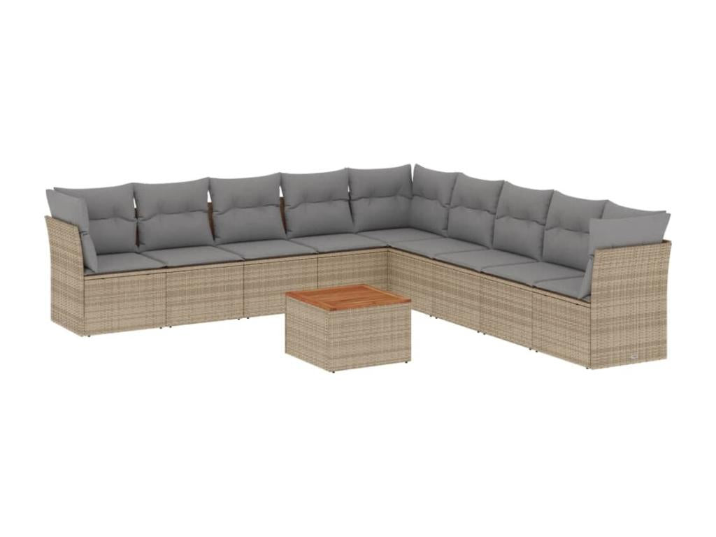 Ensemble de mobilier de jardin en résine tressée beige - dlz1766578412736