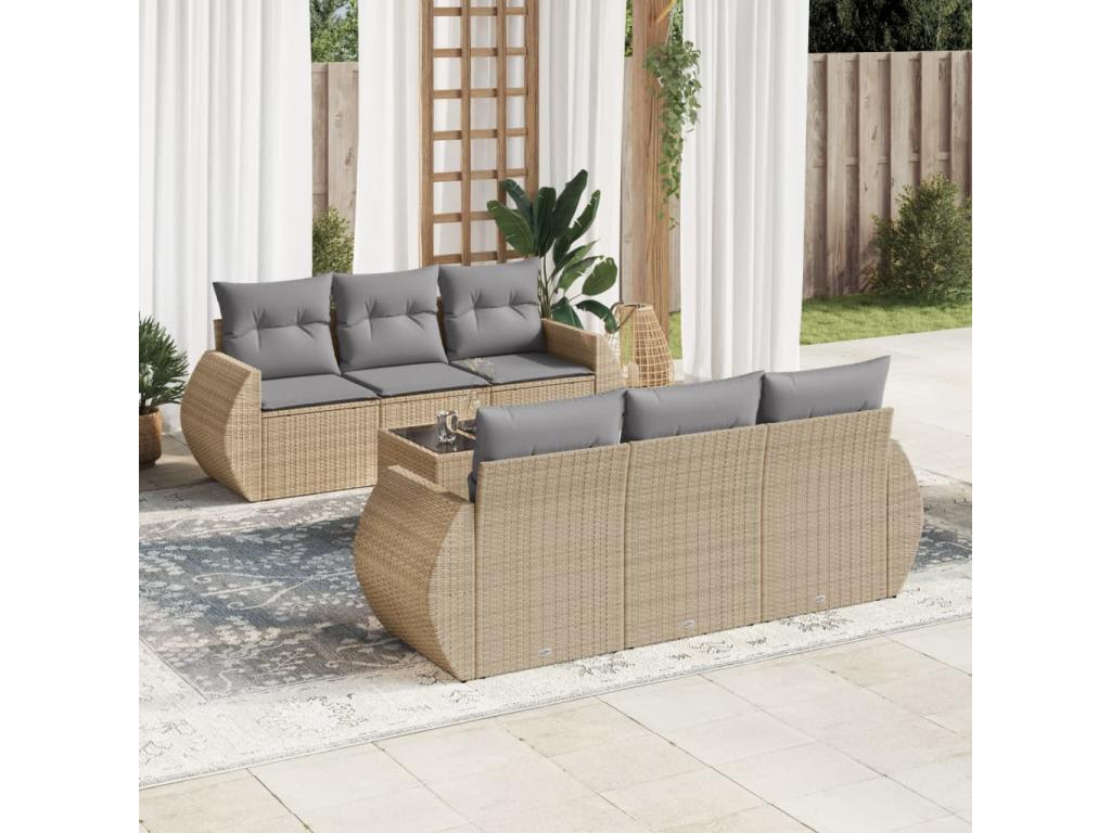 Ensemble de mobilier de jardin en résine tressée beige - dlz1766578302327