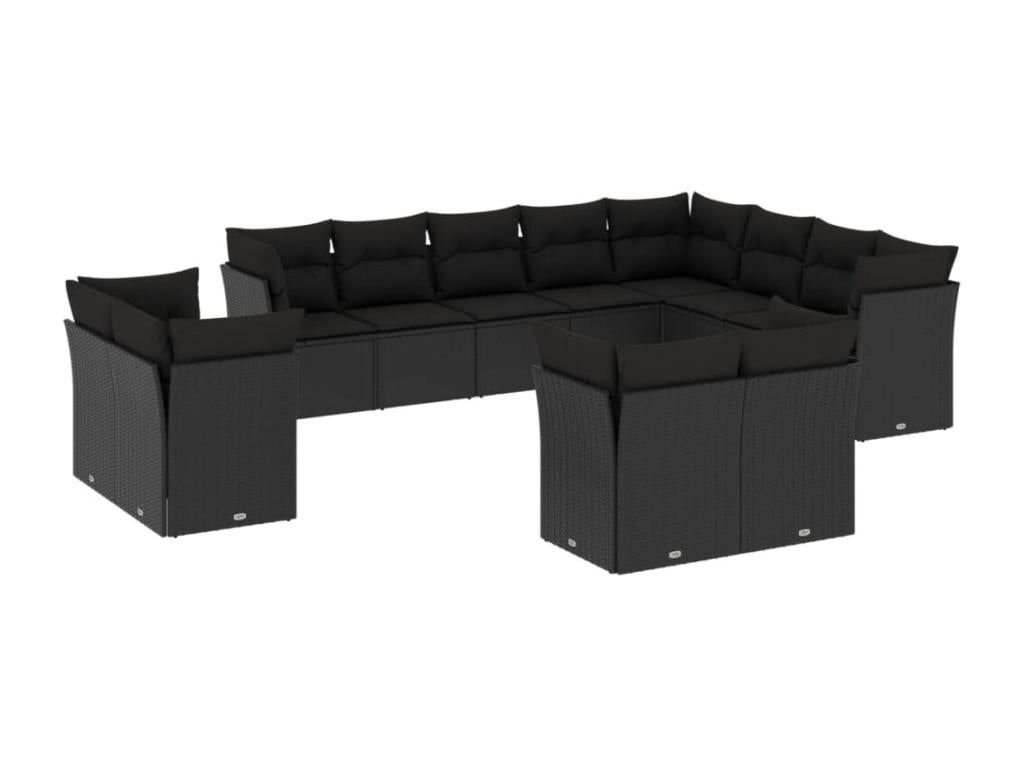 Ensemble de mobilier de jardin en résine tressée noire - dlz1766578855063