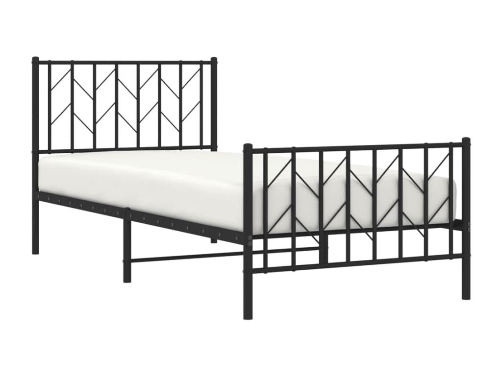 Cadre de lit en métal noir, 90 x 190 cm