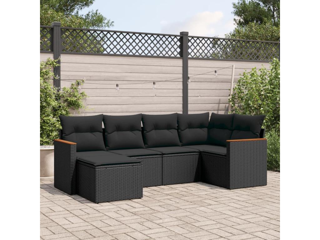 Ensemble de mobilier de jardin en résine tressée noire - dlz1766578503459