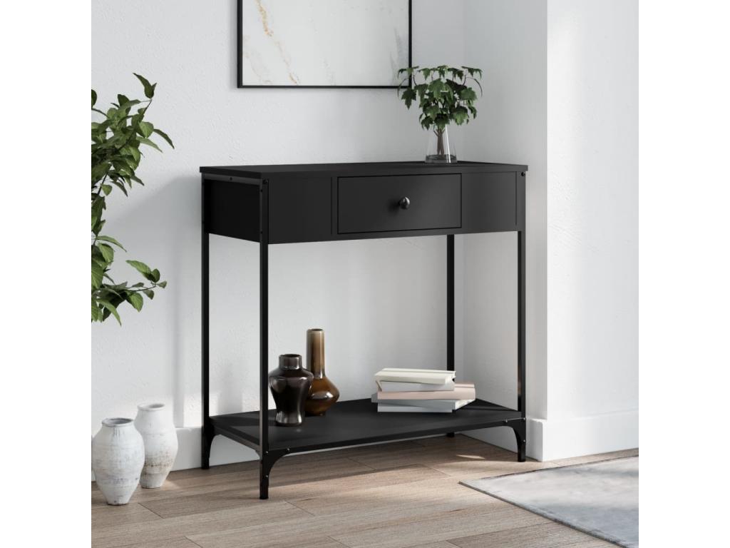 Table en bois d'ingénierie noir, 75 x 34,5 x 75 cm