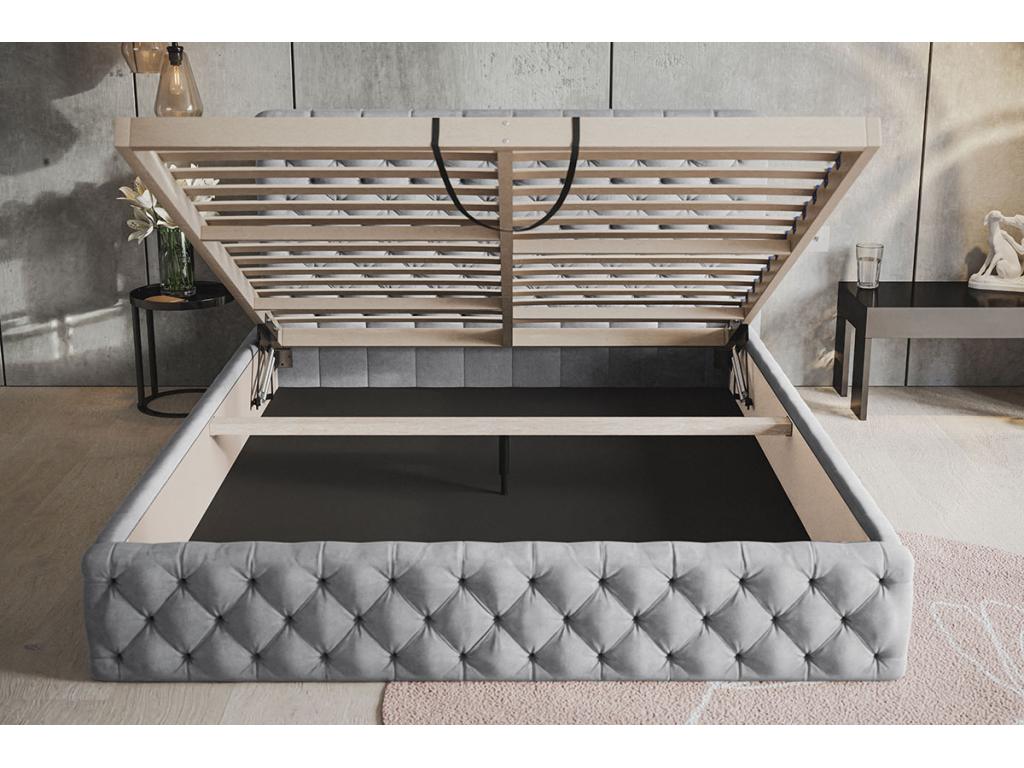 Lit en velours noir, 140 x 200 cm