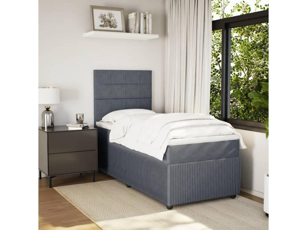 Matelas en velours gris, 80 x 200 cm