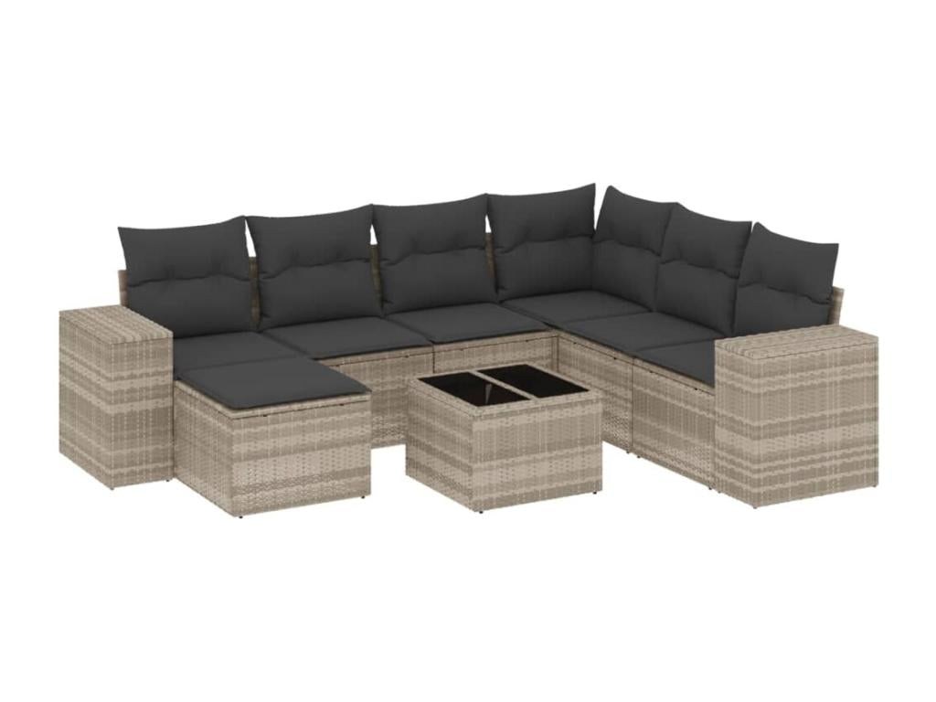 Ensemble de mobilier de jardin en résine tressée grise - dlz1766578446588