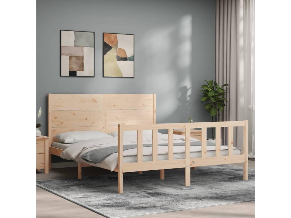 Matelas en bois massif marron, 160 x 200 cm