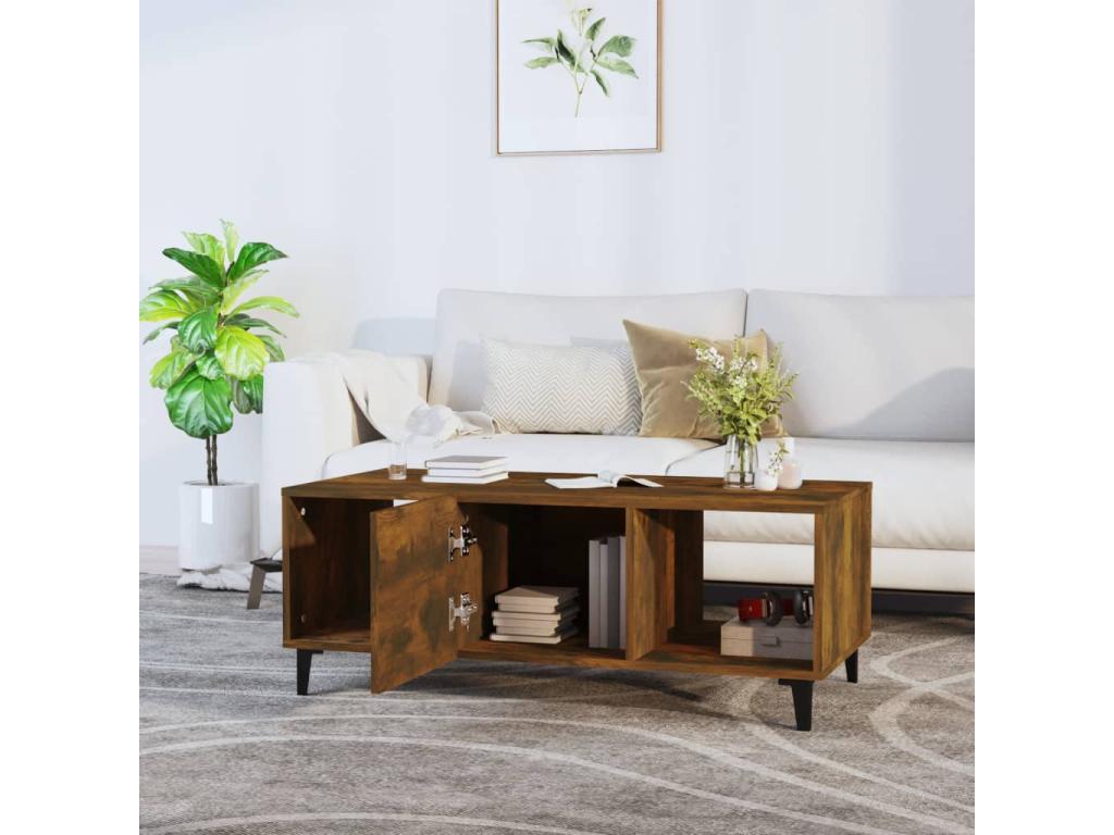 Table basse en bois composite marron, 102 x 50 x 40 cm
