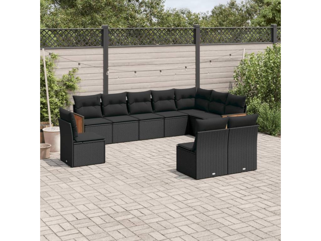 Ensemble de mobilier de jardin en résine tressée noire - dlz1766578536456