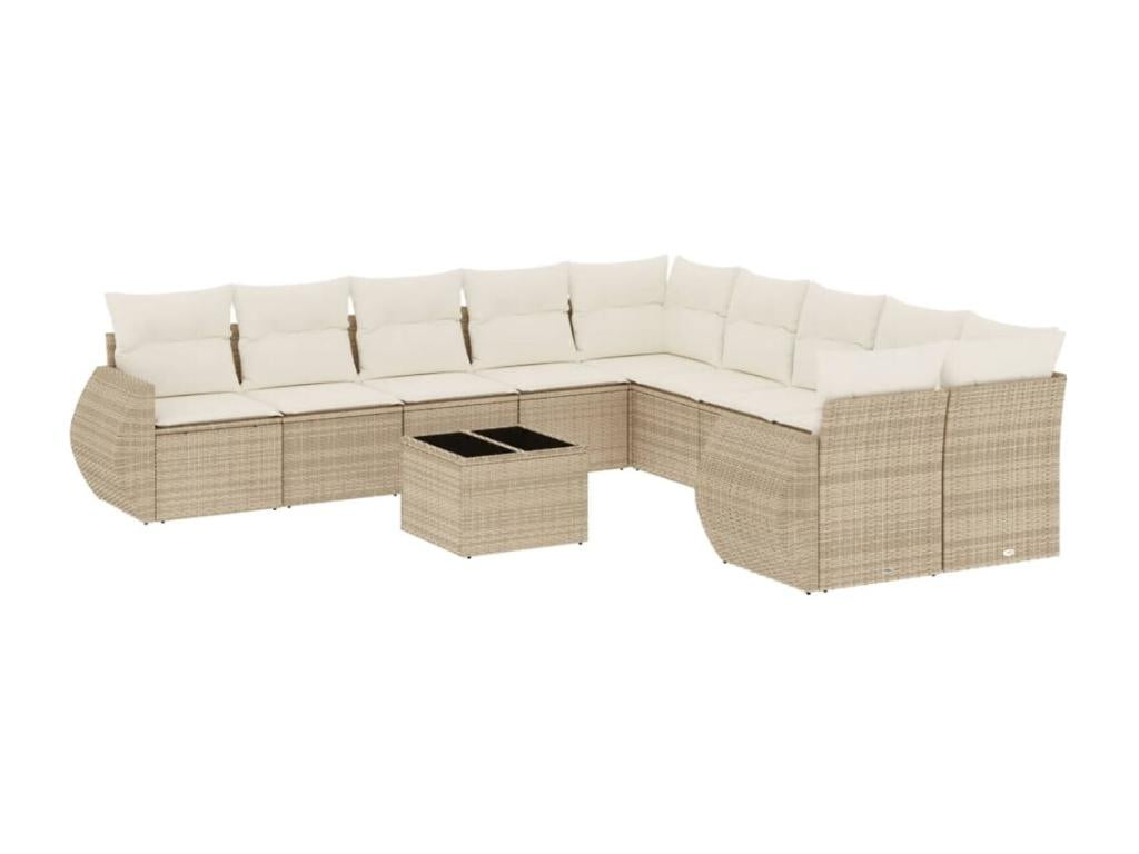Ensemble de mobilier de jardin en résine tressée beige - dlz1766578345971
