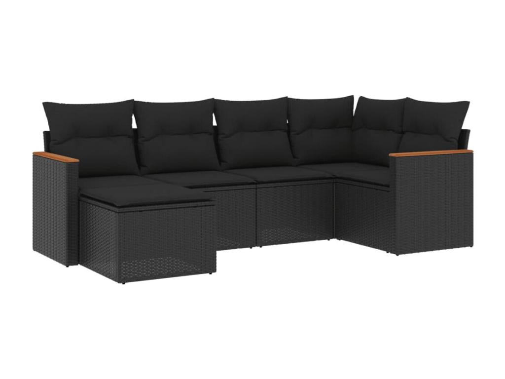 Ensemble de mobilier de jardin en résine tressée noire - dlz1766578503459