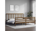 Cadre de lit en bois massif marron, 200 x 200 cm