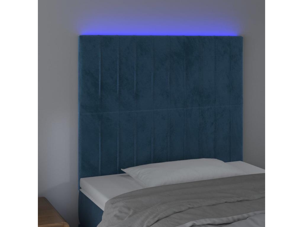 Lit en velours bleu, 100 x 5 x 118 cm