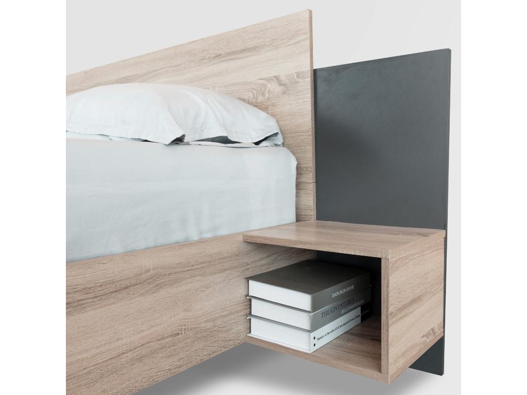 Lit en bois massif naturel, 160 x 200 cm