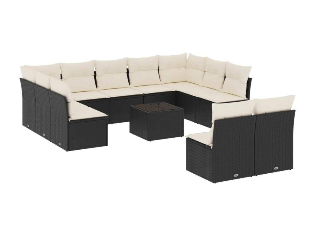 Ensemble de mobilier de jardin en résine tressée noire - dlz1766578327840