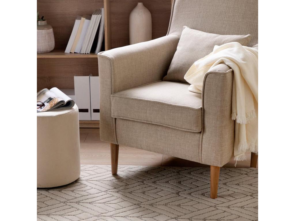Fauteuil d'appoint en tissu beige, 75 x 99 cm