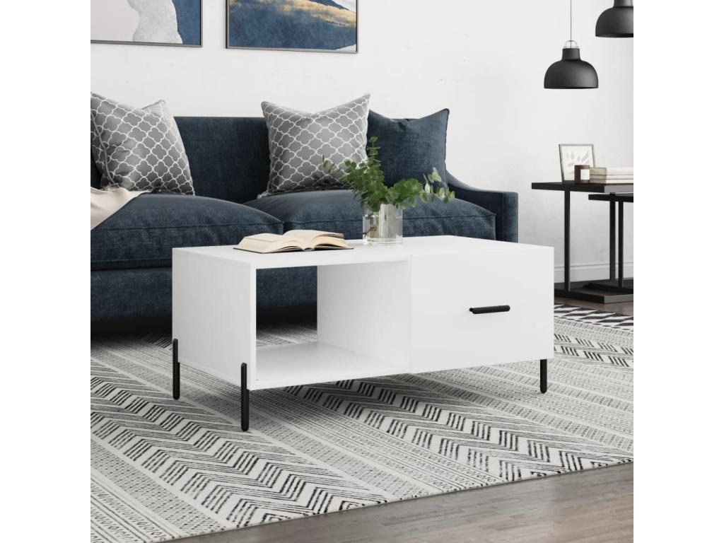 Table basse en bois d'ingénierie blanc, 90 x 50 x 40 cm