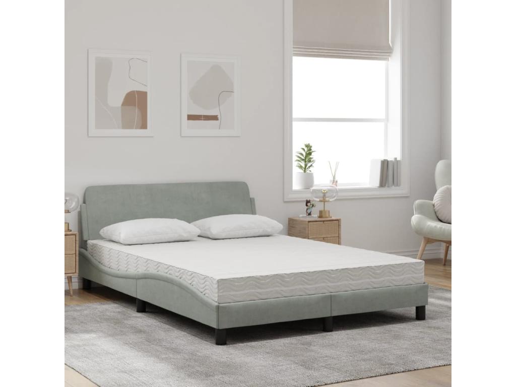 Matelas en velours gris, 140 x 190 cm - dlz1766578327333
