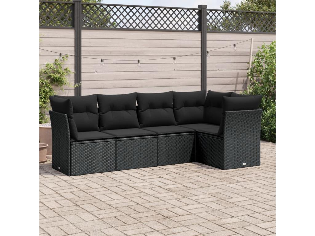 Ensemble de mobilier de jardin en résine tressée noire - dlz1766578920288