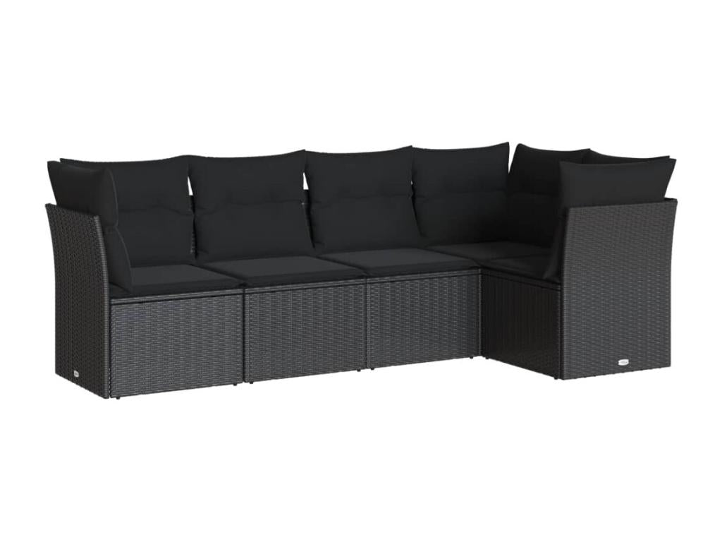 Ensemble de mobilier de jardin en résine tressée noire - dlz1766578920288