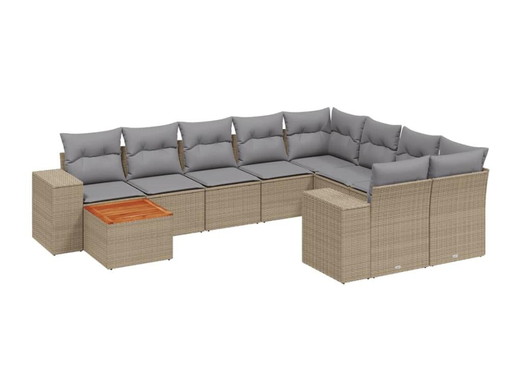 Ensemble de mobilier de jardin en résine tressée beige - dlz1766578358626