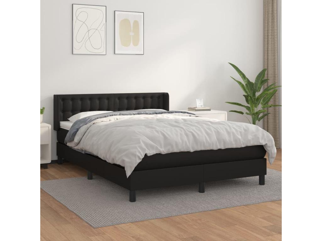 Matelas en similicuir noir, 140 x 190 cm
