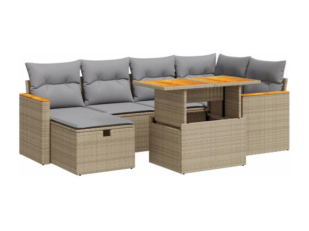 Ensemble de mobilier de jardin en résine tressée beige - dlz1766578805491
