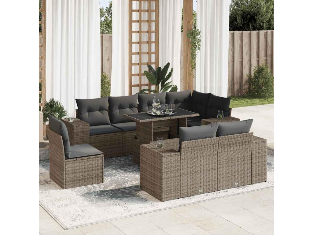Ensemble de mobilier de jardin en résine tressée grise - dlz1766578574778
