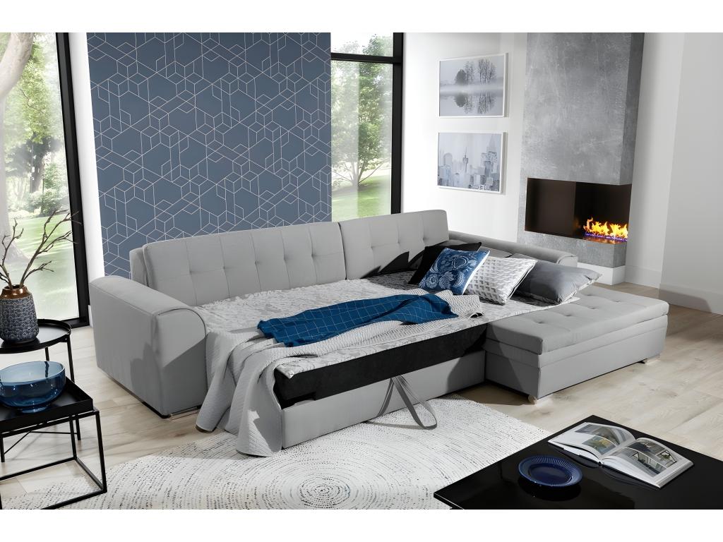 Canapé-lit en tissu gris