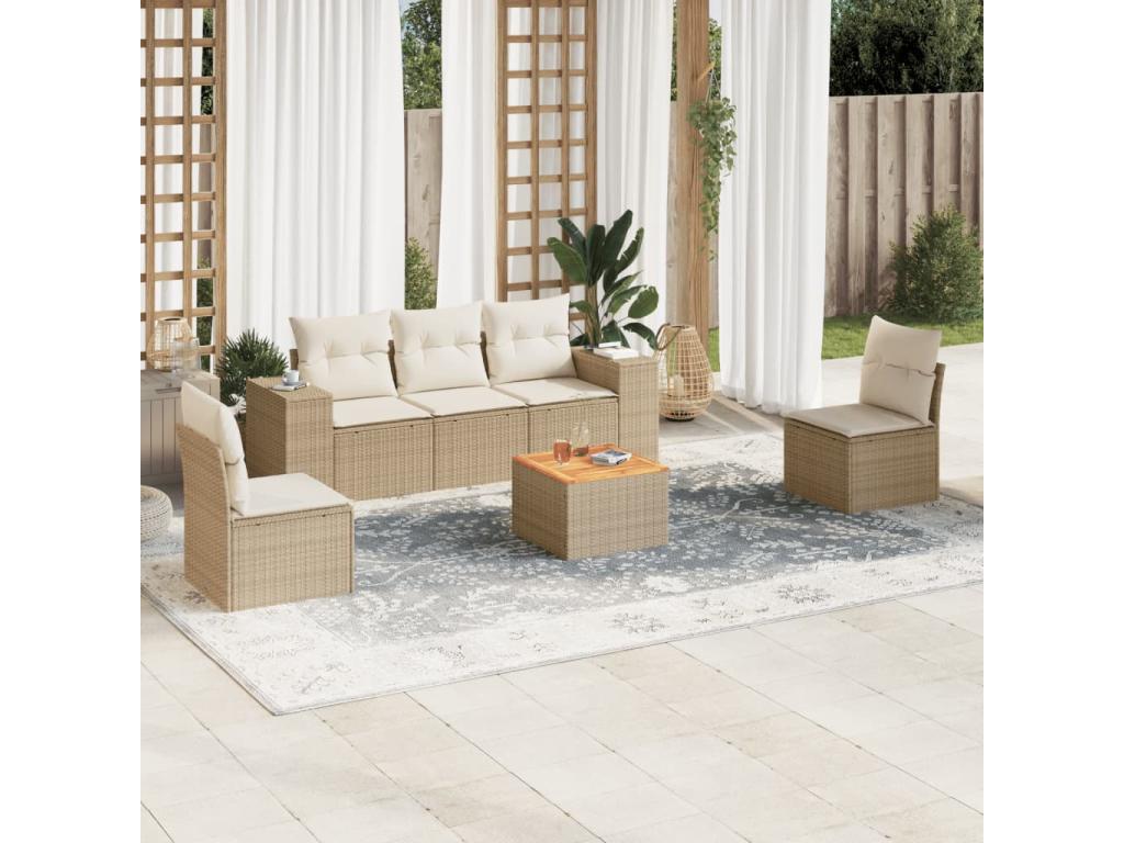 Ensemble de mobilier de jardin en résine tressée beige