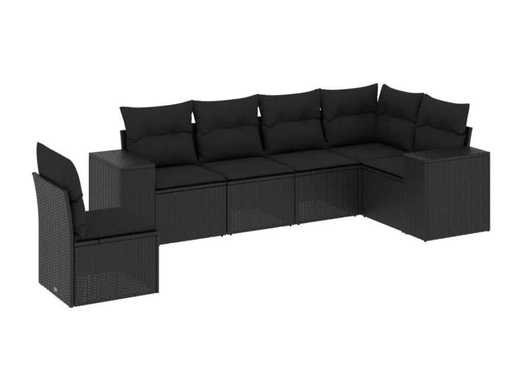 Ensemble de mobilier de jardin en résine tressée noire - dlz1766578962024