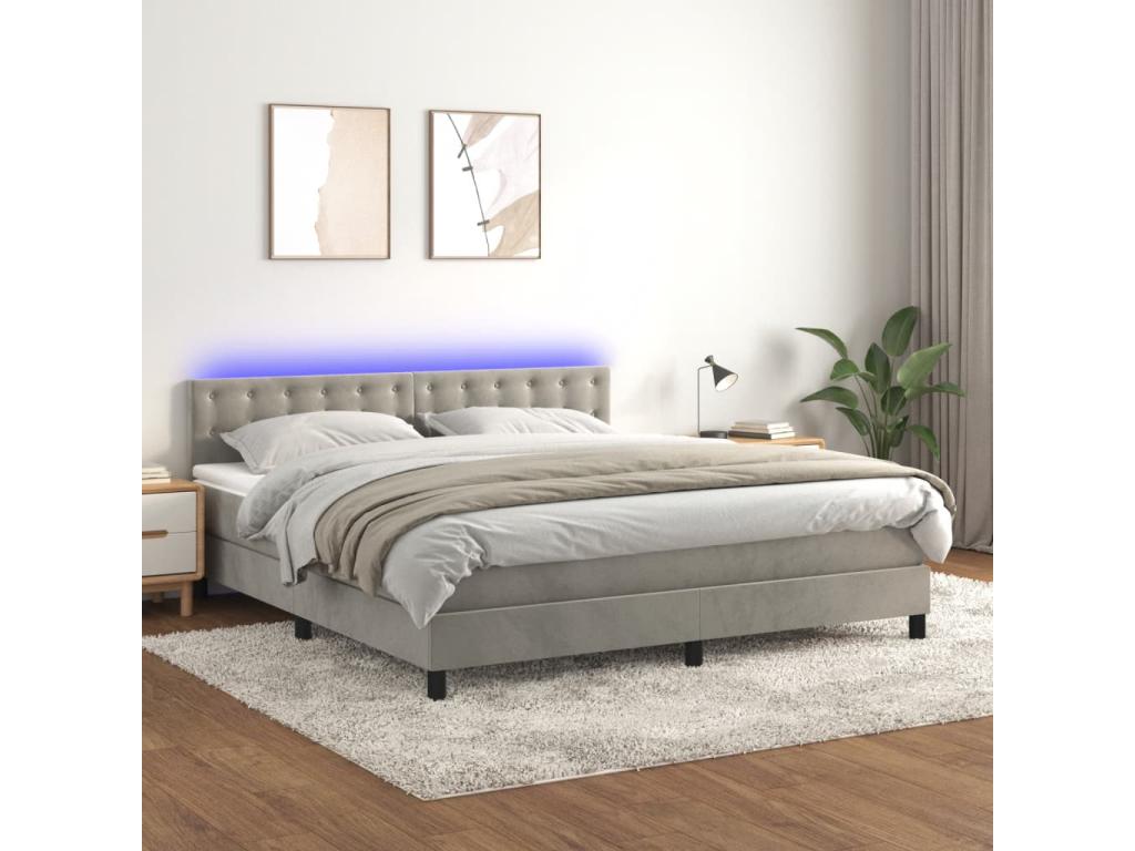 Matelas en velours gris, 180 x 200 cm