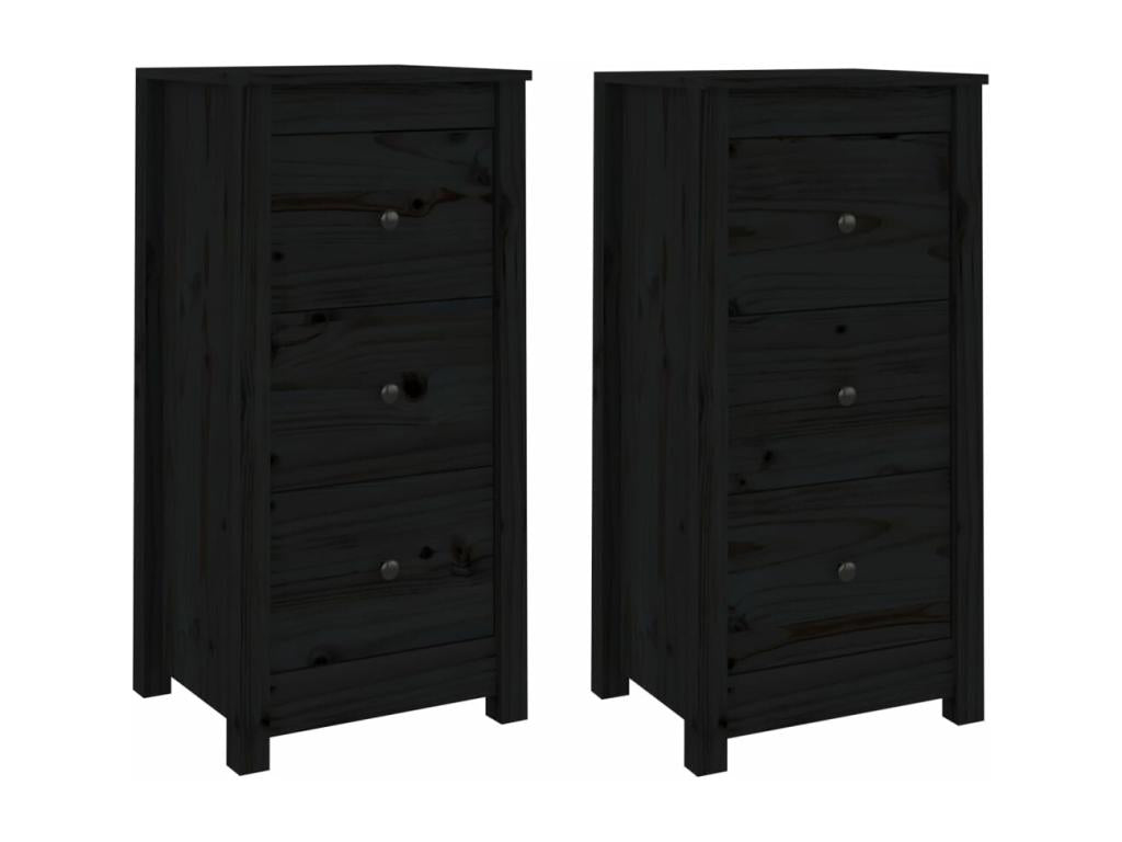 Buffet en bois massif noir, 40 x 35 x 80 cm