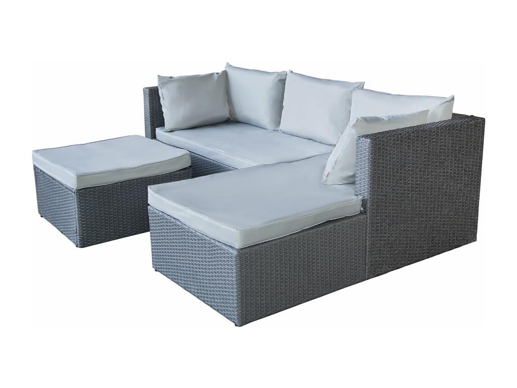 Ensemble de mobilier de jardin en résine tressée grise - dlz1766578452547