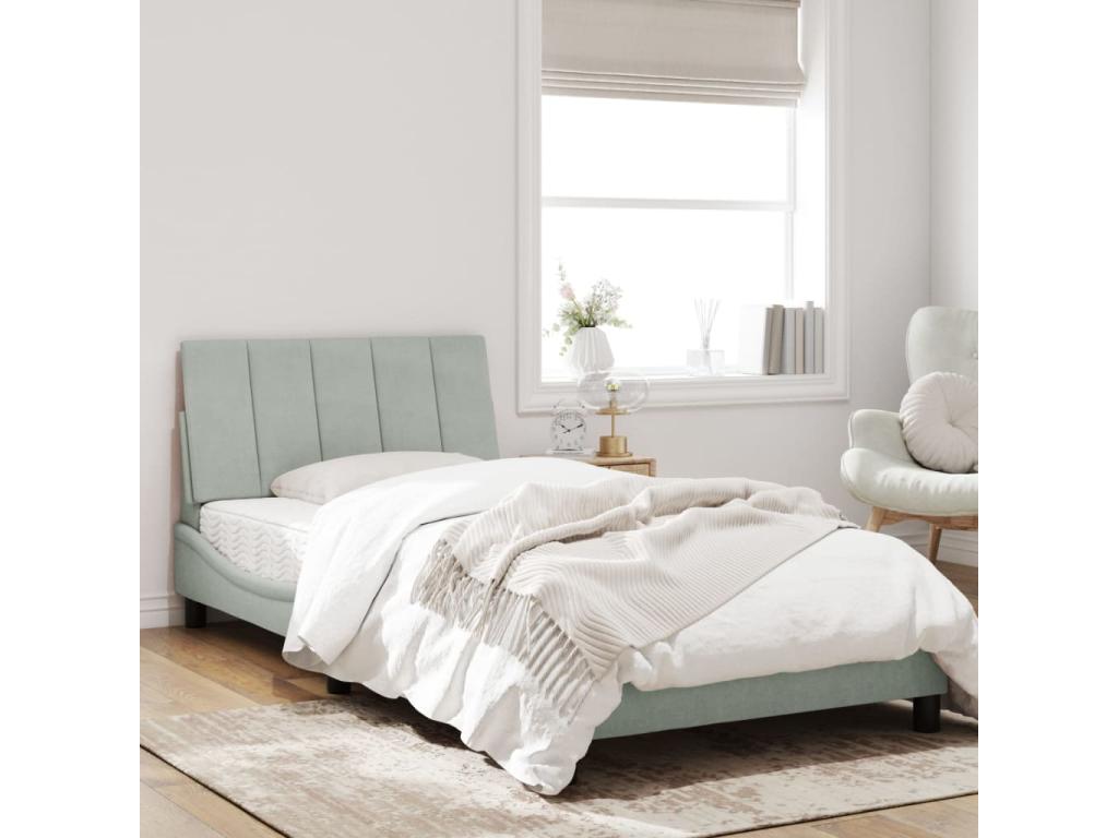 Matelas en velours gris, 100 x 200 cm