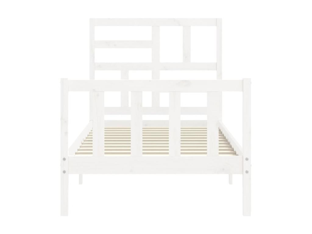 Cadre de lit en bois massif blanc, 90 x 200 cm
