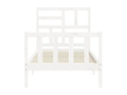 Cadre de lit en bois massif blanc, 90 x 200 cm