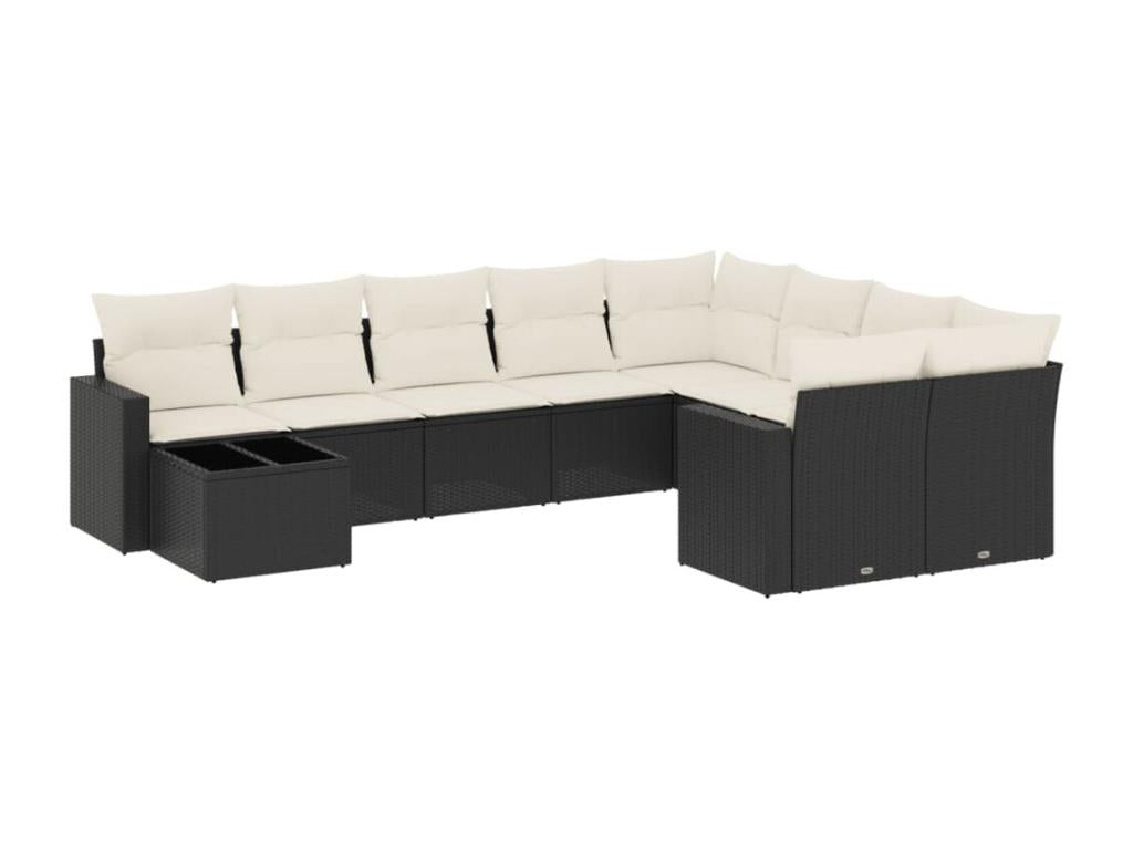 Ensemble de mobilier de jardin en résine tressée noire - dlz1766578297893