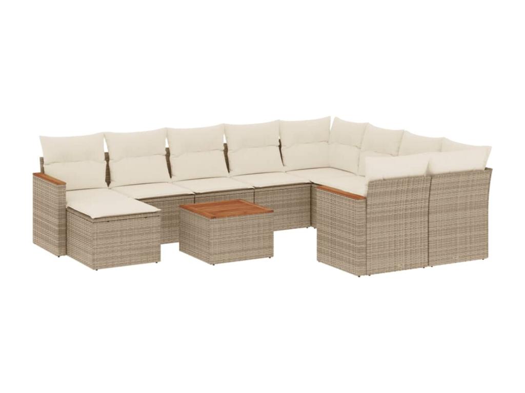 Ensemble de mobilier de jardin en résine tressée beige - dlz1766578333306