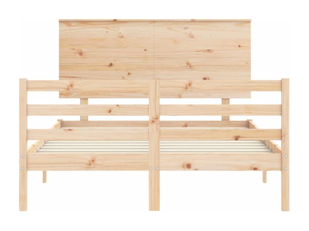 Cadre de lit en bois massif brun