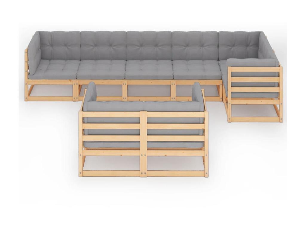 Ensemble de mobilier de jardin en pin naturel - dlz1766578393293