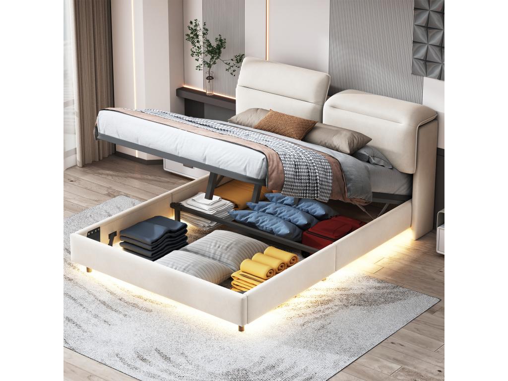 Lit beige, 160 x 200 cm