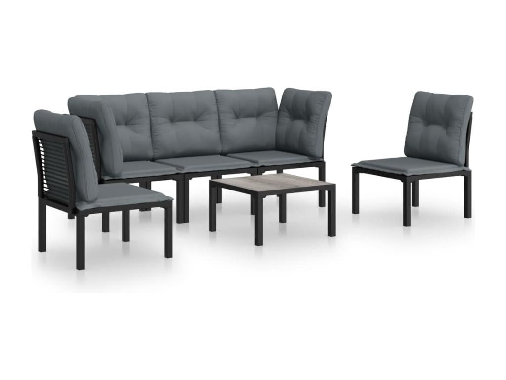 Ensemble de mobilier de jardin en résine tressée noire - dlz1766578827170