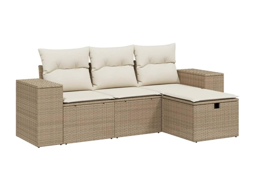 Ensemble de mobilier de jardin en résine tressée beige - dlz1766578334931