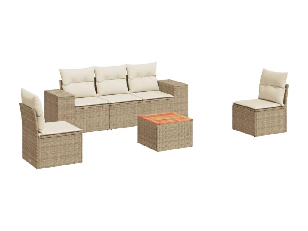Ensemble de mobilier de jardin en résine tressée beige
