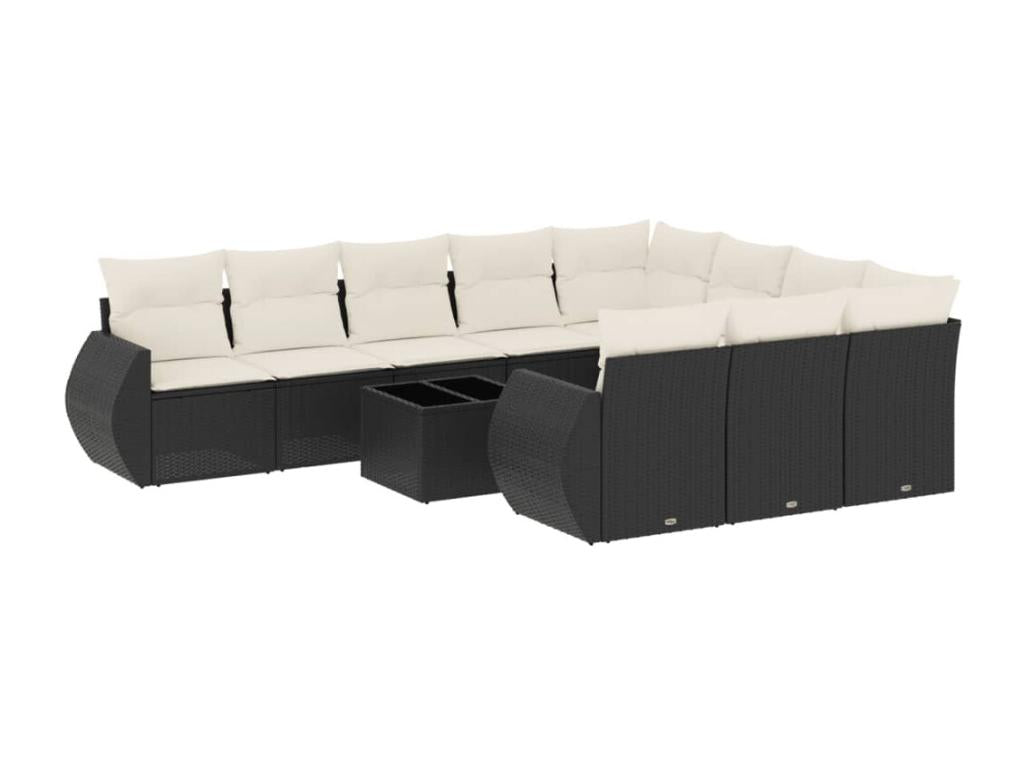 Ensemble de mobilier de jardin en résine tressée noire - dlz1766578387010