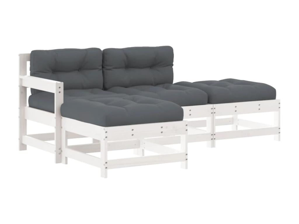 Ensemble de mobilier d'extérieur en bois massif blanc - dlz1766578627245