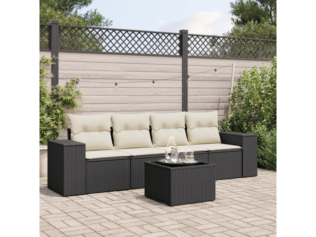 Ensemble de mobilier de jardin en résine tressée noire - dlz1766578569490